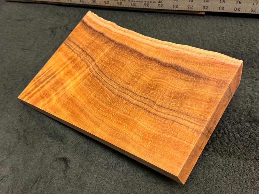 Hawaiian Curly Koa Wood Billet - 12" x (7.5" to 6") x 1"