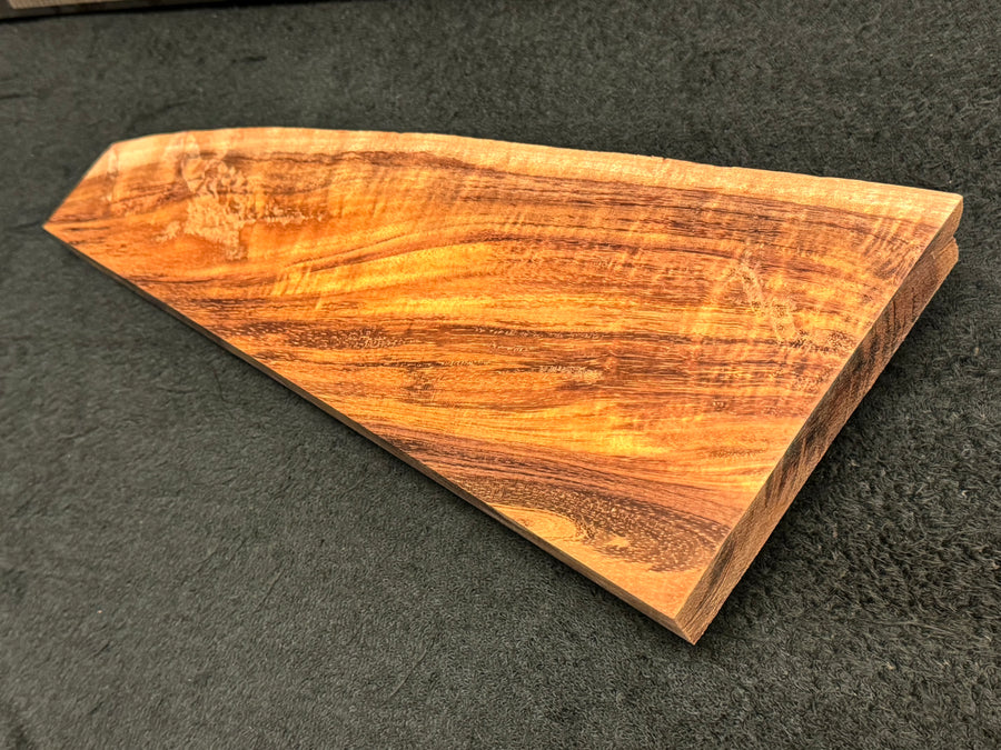 Hawaiian Curly Koa Wood Billet - 13" x (5.5" to 1.5") x 0.875"