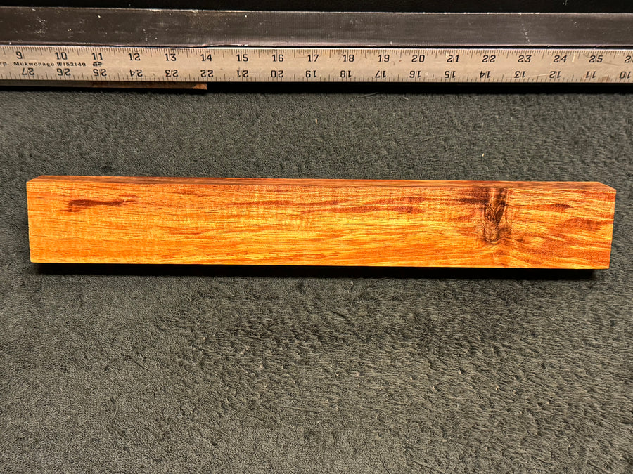 Hawaiian Curly Koa Wood Billet - 14.25" x 2" x 1.125+"