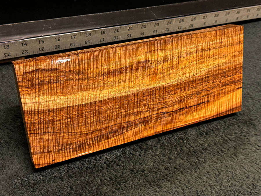 Hawaiian Curly Koa Wood Billet - 12.5" x 5.125" x 1+"