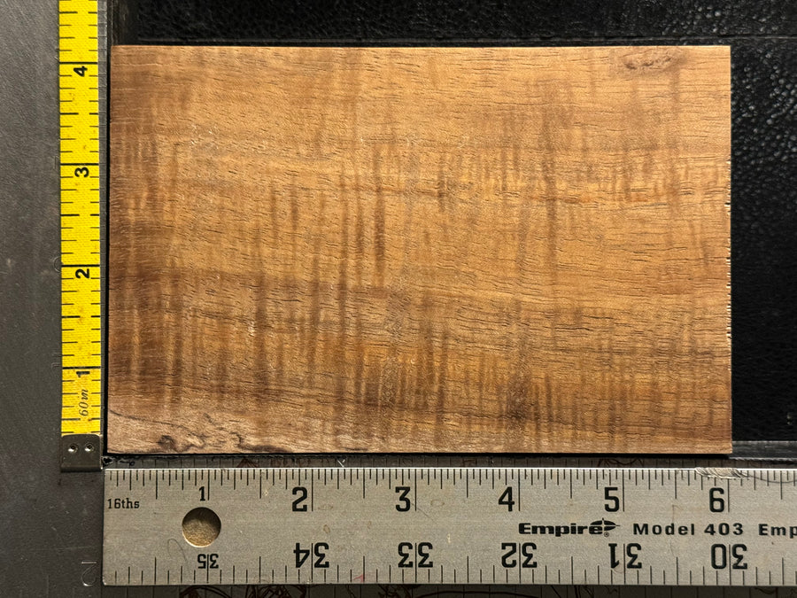 Hawaiian Curly Koa Wood Billet - 6" x 3.875+" x 0.75+"