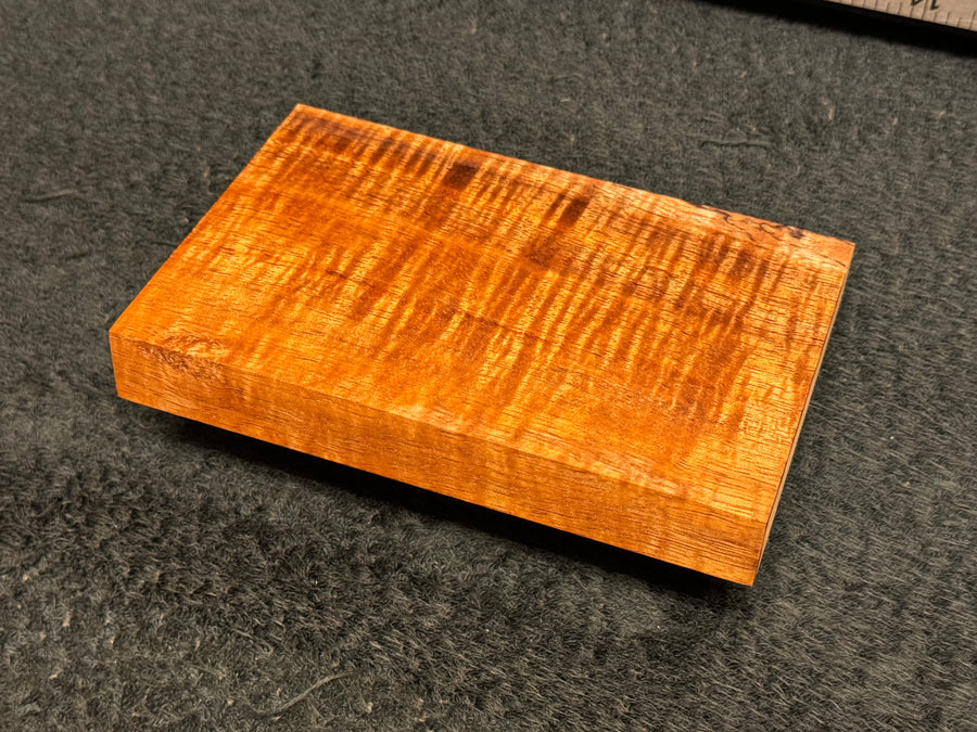 Hawaiian Curly Koa Wood Billet - 6" x 3.875+" x 0.75+"