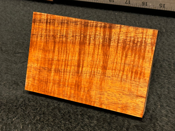 Hawaiian Curly Koa Wood Billet - 6" x 3.875+" x 0.75+"