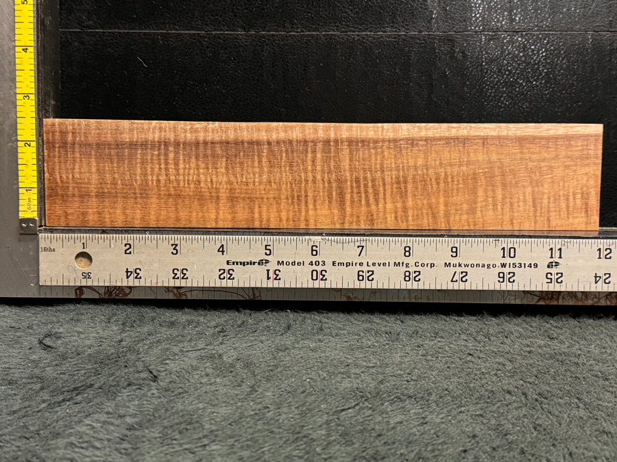 Hawaiian Curly Koa Wood Billet - 12" x 2.25+" x 0.375"