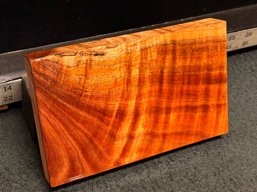 Hawaiian Curly Koa Wood Billet - 8" x 4.875+" x 1+"