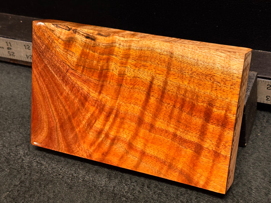 Hawaiian Curly Koa Wood Billet - 8" x 4.875+" x 1+"