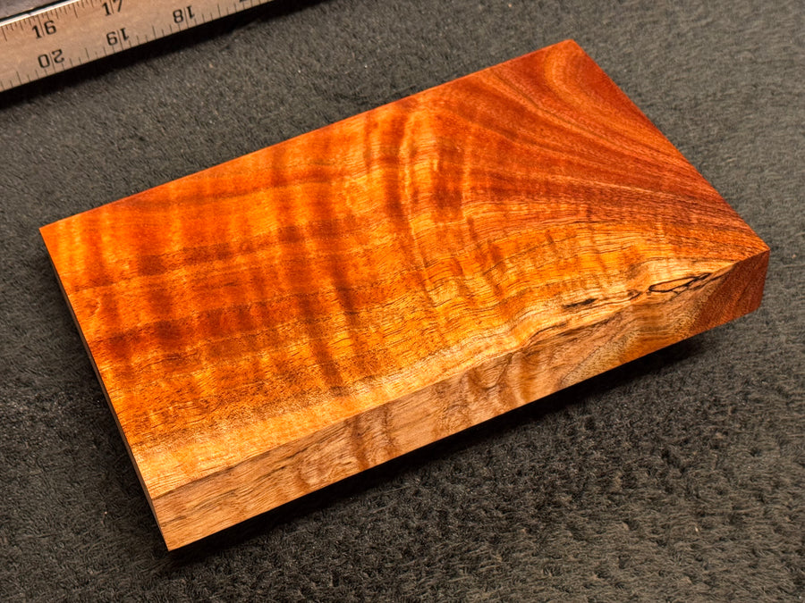 Hawaiian Curly Koa Wood Billet - 8" x 4.875+" x 1+"