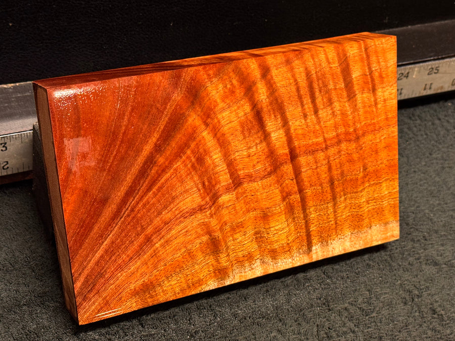 Hawaiian Curly Koa Wood Billet - 8" x 4.875+" x 1+"