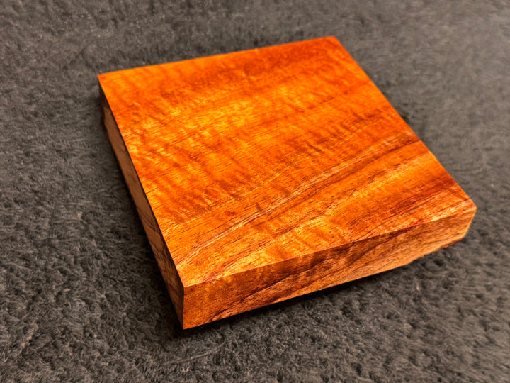 Hawaiian Curly Koa Wood Billet - 4.25" x 4.25" x 0.875"