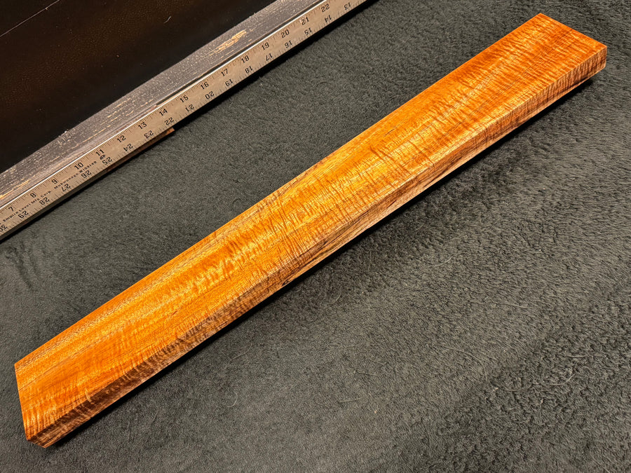 Hawaiian Curly Koa Wood Billet - 24" x 3.375" x 0.875+"