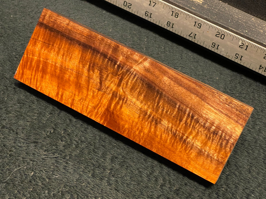 Hawaiian Curly Koa Wood Billet -  8" x 2.75" x 0.875+"